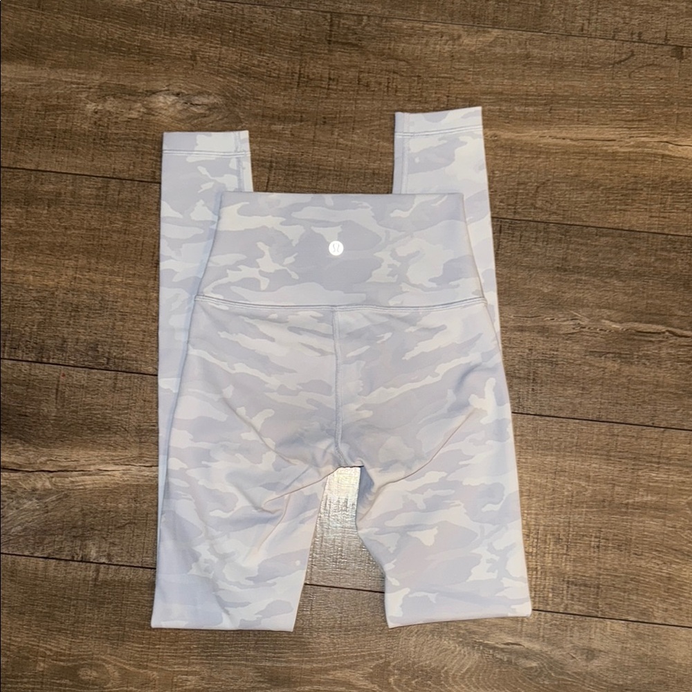 Lululemon White & Gray Align Ribbed Camo High Waisted Leggings
